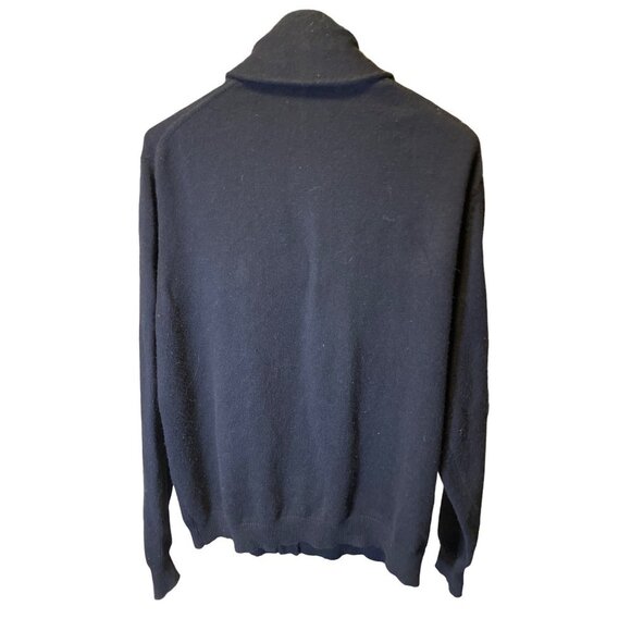 Alan Flusser Shawl Collar Navy Knit Buttoned Long Sleeve Cardigan Sweater - Picture 2 of 10